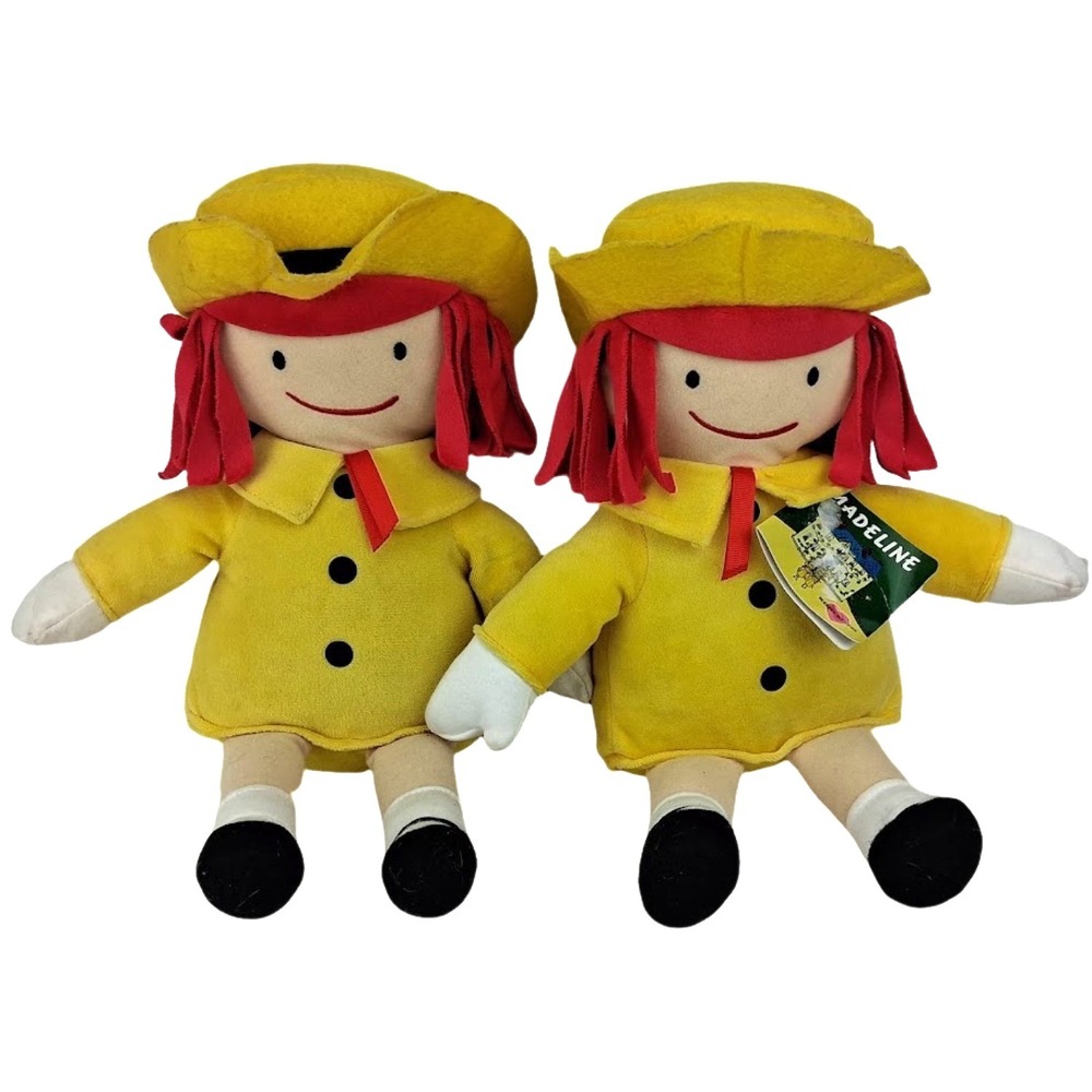 2pc Kohl's Cares Madeline Plush Lot Toy‎ For Kids Girl Red Hair Yellow Coat Hat